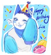 Cute Gift HBD Kitty LIU Liu.Mie.Drawing OC Rice8 birthday fanart persona // 356x380 // 146.3KB